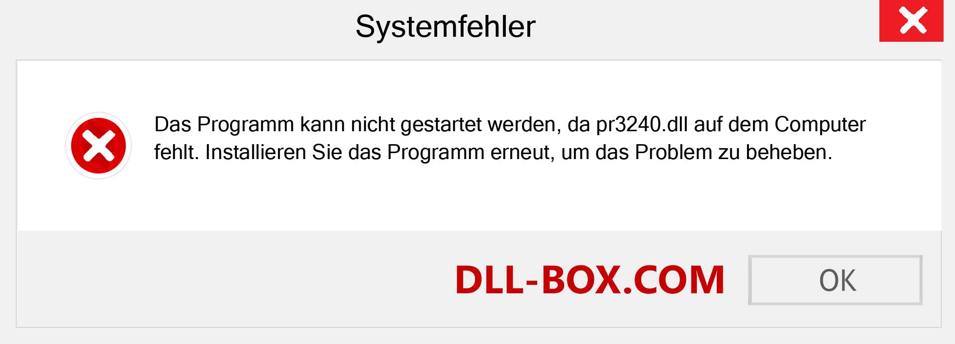 pr3240.dll-Datei fehlt?. Download für Windows 7, 8, 10 - Fix pr3240 dll Missing Error unter Windows, Fotos, Bildern